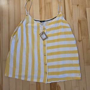 Joules Yellow and White Striped Camisole Top Joules Linen Blend Nwt